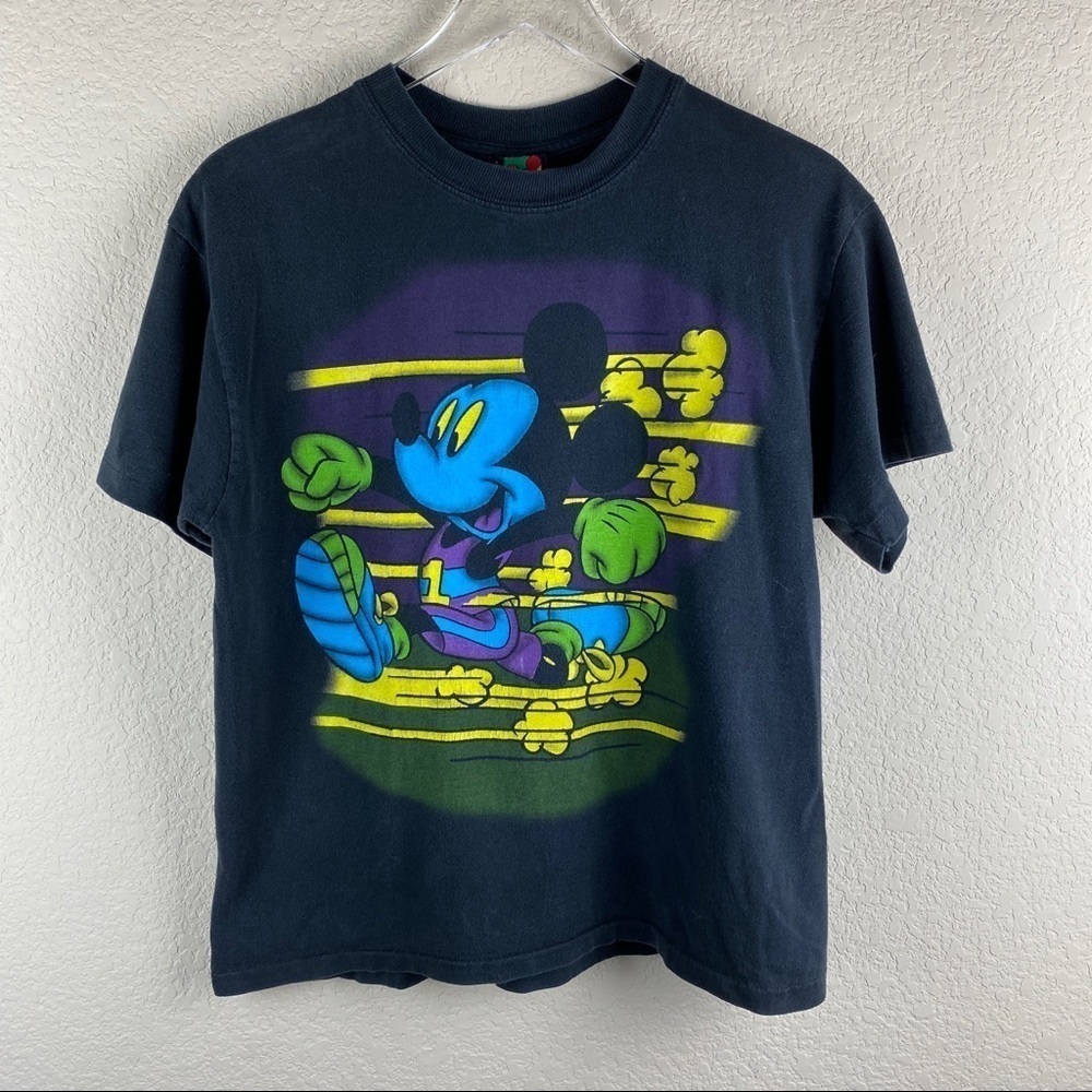 RARE VTG 90s Mickey Unlimited Track Sports Tee S